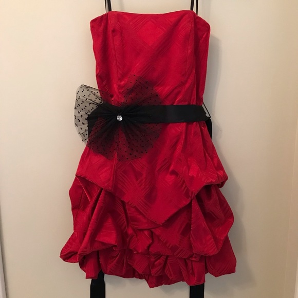 City Studio Dresses & Skirts - Prom City Studio red satin dress with plaid design